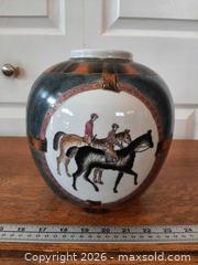 MaxSold Auction: Large WBI equestrian-themed hand-painted porcelain vase - London (Ontario, Canada) PARTNER MANAGED Downsizing Online Auction - Seymour Crescent