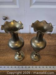 MaxSold Auction: Pair of vintage hand-etched brass vases - London (Ontario, Canada) PARTNER MANAGED Downsizing Online Auction - Seymour Crescent