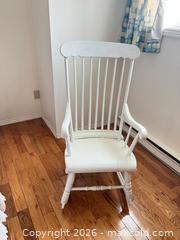 MaxSold Auction: Antique Wooden Spindle-Back Rocking Chair, White Painted - Greater Sudbury (Ontario, Canada) PARTNER MANAGED Estate Sale Online Auction -  Pebble Hill Place