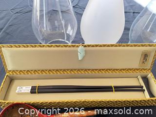 MaxSold Auction: Asian Painted Wooden Spoons, Chopsticks, Cup & Glass Hurricane - Greater Sudbury (Ontario, Canada) PARTNER MANAGED Estate Sale Online Auction -  Pebble Hill Place