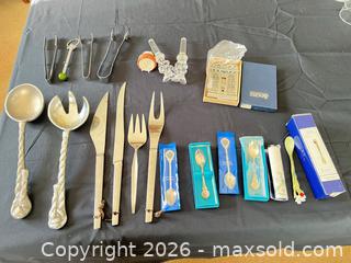 MaxSold Auction: Assorted souvenir spoons, serving cutlery and crystal candle holders - Greater Sudbury (Ontario, Canada) PARTNER MANAGED Estate Sale Online Auction -  Pebble Hill Place