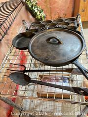 MaxSold Auction: Cast Iron Fry pan & Pot with Lid / egg cooker / utensils  - Greater Sudbury (Ontario, Canada) PARTNER MANAGED Estate Sale Online Auction -  Pebble Hill Place