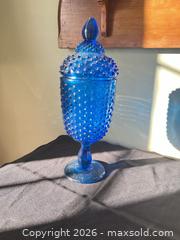 MaxSold Auction: Cobalt Blue Pressed Glass Hobnail Covered Compote - Greater Sudbury (Ontario, Canada) PARTNER MANAGED Estate Sale Online Auction -  Pebble Hill Place
