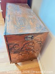 MaxSold Auction: Copper-Covered Wooden 2-Door Console with Embossed Panels - Greater Sudbury (Ontario, Canada) PARTNER MANAGED Estate Sale Online Auction -  Pebble Hill Place