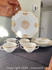 MaxSold Auction: Crown Imperial Porcelain Serving Platter, Plates & Two-Handled Soup Cups, Floral Gold - Greater Sudbury (Ontario, Canada) PARTNER MANAGED Estate Sale Online Auction -  Pebble Hill Place