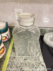 MaxSold Auction: Glass Beverage Decanter with plastic lid  - Greater Sudbury (Ontario, Canada) PARTNER MANAGED Estate Sale Online Auction -  Pebble Hill Place