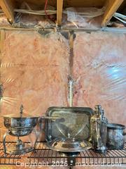 MaxSold Auction: Lot of Vintage Silverplate Serving Pieces (Chafing Dish, Tray, Pitcher) - Greater Sudbury (Ontario, Canada) PARTNER MANAGED Estate Sale Online Auction -  Pebble Hill Place