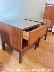 MaxSold Auction: Pair of Mid-Century Modern Solid Wood End Tables with Glass Tops - Greater Sudbury (Ontario, Canada) PARTNER MANAGED Estate Sale Online Auction -  Pebble Hill Place