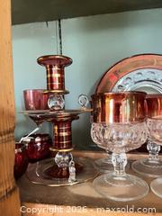 MaxSold Auction: Ruby Red Cranberry Overlay Glassware Set with Gold Trim - Greater Sudbury (Ontario, Canada) PARTNER MANAGED Estate Sale Online Auction -  Pebble Hill Place