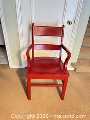 MaxSold Auction: Solid Wood Red Ladder-Back Armchair with Fixed Arms - Greater Sudbury (Ontario, Canada) PARTNER MANAGED Estate Sale Online Auction -  Pebble Hill Place
