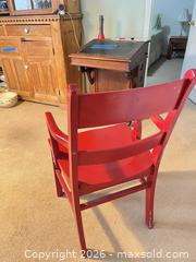 MaxSold Auction: Solid Wood Red Ladder-Back Armchair with Fixed Arms - Greater Sudbury (Ontario, Canada) PARTNER MANAGED Estate Sale Online Auction -  Pebble Hill Place