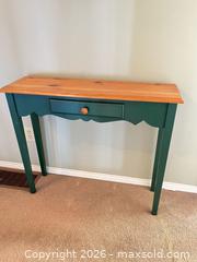 MaxSold Auction: Solid Wood Rustic Console Table with Drawer, Green Base - Greater Sudbury (Ontario, Canada) PARTNER MANAGED Estate Sale Online Auction -  Pebble Hill Place