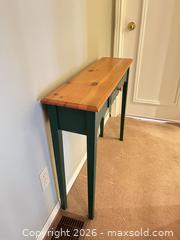 MaxSold Auction: Solid Wood Rustic Console Table with Drawer, Green Base - Greater Sudbury (Ontario, Canada) PARTNER MANAGED Estate Sale Online Auction -  Pebble Hill Place