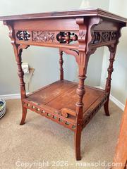 MaxSold Auction: Victorian Eastlake–Style Carved Oak Side/End Table - Greater Sudbury (Ontario, Canada) PARTNER MANAGED Estate Sale Online Auction -  Pebble Hill Place