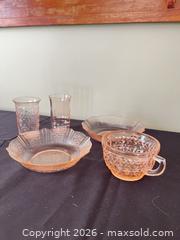 MaxSold Auction: Vintage Pink Depression Glass Bowls, Cups & Tumblers - Greater Sudbury (Ontario, Canada) PARTNER MANAGED Estate Sale Online Auction -  Pebble Hill Place