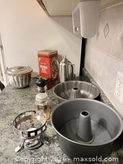 MaxSold Auction: Vintage Tins/ Bundt Pan/ metal Container/ Metal Tea pot  - Greater Sudbury (Ontario, Canada) PARTNER MANAGED Estate Sale Online Auction -  Pebble Hill Place