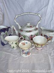 MaxSold Auction: Assorted Floral Porcelain & Bone China Collection – Teapot, Cups, Vase & Creamers - Hamilton (Ontario, Canada) SELLER MANAGED Estate Sale Online Auction - Barton Street East