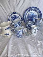 MaxSold Auction: Blue and White Floral Porcelain Lot: Pitchers, Plates, Bowl - Hamilton (Ontario, Canada) SELLER MANAGED Estate Sale Online Auction - Barton Street East,
