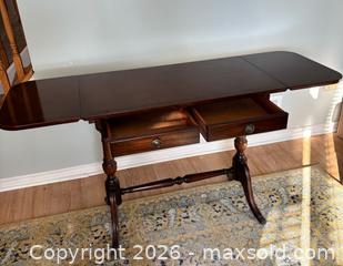 MaxSold Auction: Drop-Leaf Mahogany Finish Table with Drawers – Folding Sides & Storage - Hamilton (Ontario, Canada) SELLER MANAGED Estate Sale Online Auction - Barton Street East