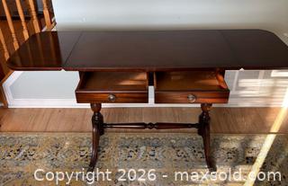 MaxSold Auction: Drop-Leaf Mahogany Finish Table with Drawers – Folding Sides & Storage - Hamilton (Ontario, Canada) SELLER MANAGED Estate Sale Online Auction - Barton Street East