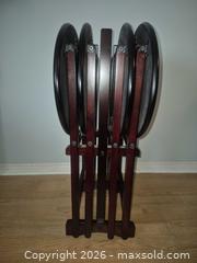 MaxSold Auction: Folding TV/Serving Tray Set with Stand, Cherry Finish (4 pcs) - Hamilton (Ontario, Canada) SELLER MANAGED Estate Sale Online Auction - Barton Street East