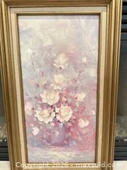 MaxSold Auction: Artwork - Original Signed Painting signed pink floral    - Livermore (California, USA) SELLER MANAGED Estate Sale Online Auction - Hansen Road