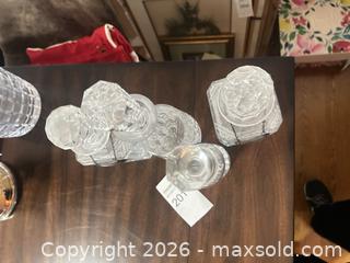 MaxSold Auction: Lot of Crystal Liquor Glass Bar Bottles Set Decor   - Livermore (California, USA) SELLER MANAGED Estate Sale Online Auction - Hansen Road