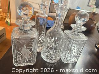 MaxSold Auction: Lot of Crystal Liquor Glass Bar Bottles Set Decor   - Livermore (California, USA) SELLER MANAGED Estate Sale Online Auction - Hansen Road