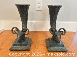 MaxSold Auction: (pair) Maitland-Smith bronze cornucopia vases, late 20th c - Livermore (California, USA) SELLER MANAGED Estate Sale Online Auction - Hansen Road