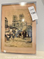 MaxSold Auction: Reproduction of Artist Luigi Kasimir’s "Bouquinistes", etching on paper - Livermore (California, USA) SELLER MANAGED Estate Sale Online Auction - Hansen Road