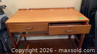 MaxSold Auction: Light Brown Writing Desk with Two Drawers - Kingston (Ontario, Canada) PARTNER MANAGED Downsizing Online Auction - Buckingham Court
