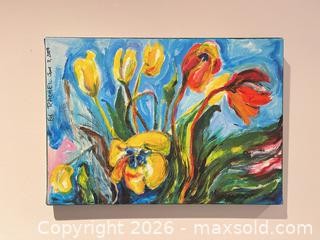 MaxSold Auction: COLOURFUL ACRYLIC FLORAL SCENE PAINTING ON CANVAS - Toronto (Ontario, Canada) PARTNER MANAGED Moving Online Auction - Brunswick Avenue