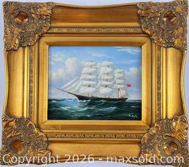 MaxSold Auction: MARINE NAUTICAL SHIP SCENE OIL PAINTING ON ANTIQUE STYLE FRAME - Toronto (Ontario, Canada) PARTNER MANAGED Moving Online Auction - Brunswick Avenue