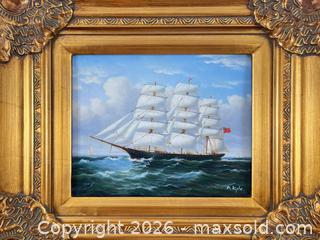MaxSold Auction: MARINE NAUTICAL SHIP SCENE OIL PAINTING ON ANTIQUE STYLE FRAME - Toronto (Ontario, Canada) PARTNER MANAGED Moving Online Auction - Brunswick Avenue