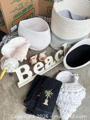 MaxSold Auction: Assorted Coastal Beach Decor Lot: Rope Baskets & Wooden Sign - Delta (British Columbia, Canada) SELLER MANAGED Estate Sale Online Auction -  55b Street