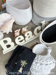 MaxSold Auction: Assorted Coastal Beach Decor Lot: Rope Baskets & Wooden Sign - Delta (British Columbia, Canada) SELLER MANAGED Estate Sale Online Auction -  55b Street
