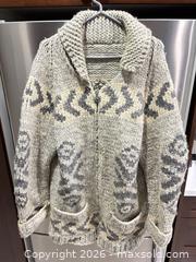 MaxSold Auction: Chunky Cowichan-Style Zipper Cardigan, Approx. L/XL - Delta (British Columbia, Canada) SELLER MANAGED Estate Sale Online Auction -  55b Street
