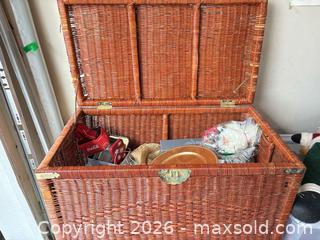 MaxSold Auction: Mixed Christmas Decorations Lot with Full-Size Wicker Trunk - Delta (British Columbia, Canada) SELLER MANAGED Estate Sale Online Auction -  55b Street