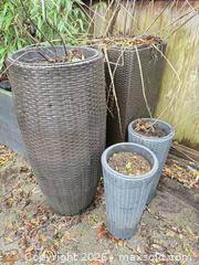 MaxSold Auction: Set of 4 Resin Rattan-Look Planters - Delta (British Columbia, Canada) SELLER MANAGED Estate Sale Online Auction -  55b Street