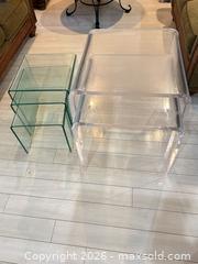 MaxSold Auction: Set of 5 Modern Acrylic & Tempered Glass Tables - Delta (British Columbia, Canada) SELLER MANAGED Estate Sale Online Auction -  55b Street