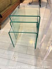 MaxSold Auction: Set of 5 Modern Acrylic & Tempered Glass Tables - Delta (British Columbia, Canada) SELLER MANAGED Estate Sale Online Auction -  55b Street