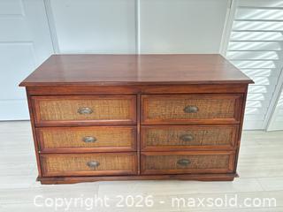 MaxSold Auction: Solid Wood 6-Drawer Dresser with Woven Cane Drawer Fronts - Delta (British Columbia, Canada) SELLER MANAGED Estate Sale Online Auction -  55b Street