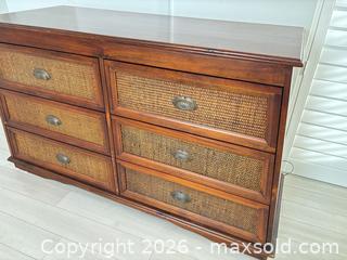 MaxSold Auction: Solid Wood 6-Drawer Dresser with Woven Cane Drawer Fronts - Delta (British Columbia, Canada) SELLER MANAGED Estate Sale Online Auction -  55b Street