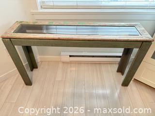 MaxSold Auction: Wood & Glass Console/Sofa Table, Painted Distressed Finish - Delta (British Columbia, Canada) SELLER MANAGED Estate Sale Online Auction -  55b Street