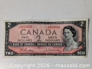 MaxSold Auction: 1954 Candian 2 Dollar Bill  - South Frontenac (Ontario, Canada) SELLER MANAGED Downsizing Online Auction - Battersea Road
