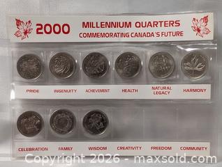 MaxSold Auction: 2000 Milennium 25 cent coin lot in plastic holder  - South Frontenac (Ontario, Canada) SELLER MANAGED Downsizing Online Auction - Battersea Road