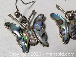 MaxSold Auction: Silver Butterfly Earrings with Abalone Shell  - South Frontenac (Ontario, Canada) SELLER MANAGED Downsizing Online Auction - Battersea Road
