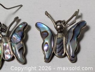 MaxSold Auction: Silver Butterfly Earrings with Abalone Shell  - South Frontenac (Ontario, Canada) SELLER MANAGED Downsizing Online Auction - Battersea Road