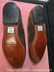 MaxSold Auction: pair of Caramella brown suede leather ballet flats with a beaded flower embellishment - Toronto (Ontario, Canada) SELLER MANAGED Reseller Online Auction - Dartmoor Drive