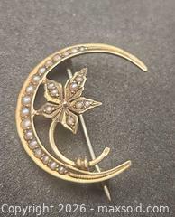 MaxSold Auction: Antique 14K Gold Moon Brooch - Mississauga (Ontario, Canada) SELLER MANAGED Downsizing Online Auction - Golden Orchard Drive (CONDO)